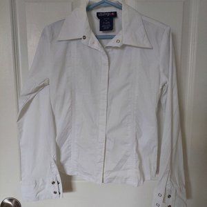 Siblings Girl's Cute White Stretchy Cotton Concealed-button Shirt - Size M